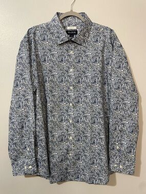 Jos A Bank Men’s Paisley Floral Dress Shirt  Spring Summer Navy Pastel Multi XL